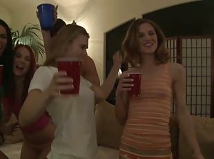 Dani and Kasey get their pussies pounded hard after a party