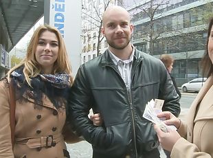 Amazing Buxom Teenager and Her BF Gets Money for Public SEX