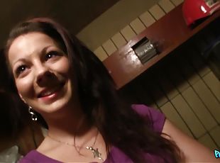 Public Agent - Lonely Darkhaired Babe At Cafe Takes Prick Cream All Over Her Face 1