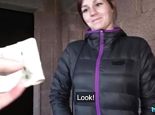 20something pretty girl named Elena takes cash for fucking.