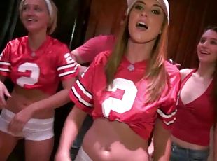Horny college girls get pounded in hot group sex video