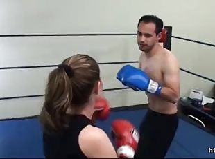 Femdom boxing beatdown wimp gets smashed