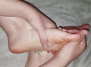 Rubbing lotion into these 18 year old feet