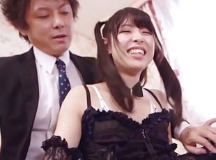 Businessman attacks the kinky Japanese chick with various toys