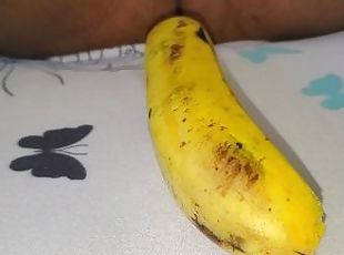 masturbacja, cipka, anal, białe, banan