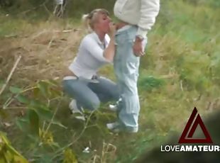 Jeans and white leather boots on girl fucking outdoors