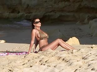 Sexy brunette girl gets fucked at the beach in Portugal
