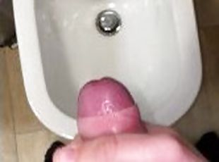 Hard Teen Cums In the Sink, HUGE COCK