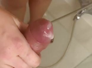 Girl gets excited under the shower and spreads her big sexy ass