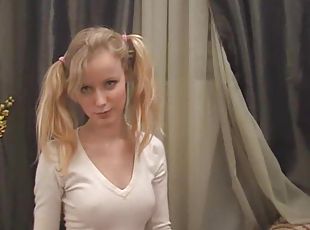A hot bitch with cool boobs Anastasia masturbates in the room