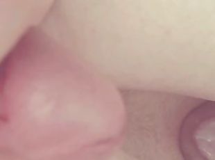 Cute Tgirl Self Facial and Cums on Her Own Tongue