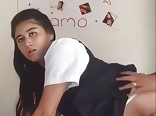 Homemade amateur hardcore with fat ass 18yo Latina student in uniform