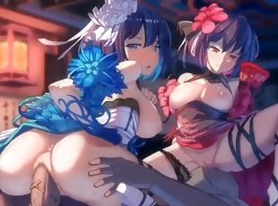 shemale, čiulpimas, japonai, grupinis-seksas, anime, hentai