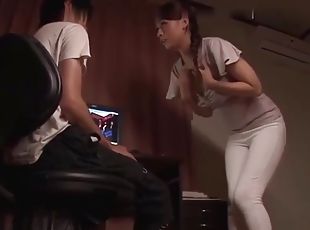 Asian japanese mom lets her boy to delete erotic images