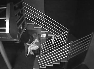 Horny Couple Getting Caught On Camera Fucking On A Stair Case