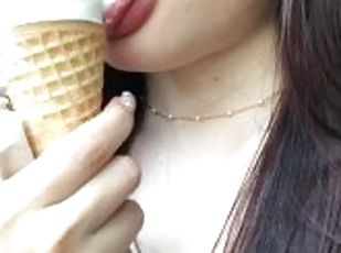Sexy ice cream blowjob - Licking ice cream on a hot day