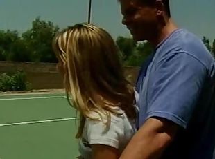 Dayton Rain the playful babe gets fucked on a tennis court