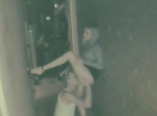 Hot voyeur sex in the alley outside of club