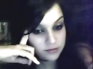 Delightful dark haired solo webcam beauty