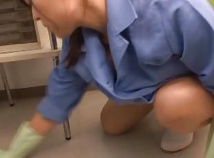 Cleaning Lady Reiko Nakamori Blows a Guy in the Bathroom