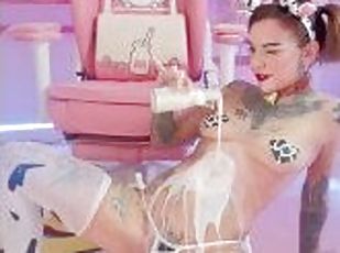BTS Hentai Cow - Girl Milk Pour Shoot Shows Little Pussy