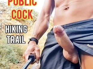 Touching my cock in a public hiking Trail - Exciting and risky