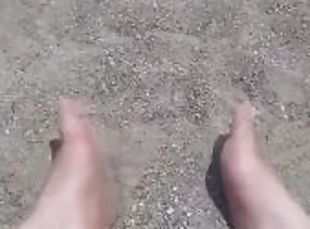 Sexy small feet toes in the sand in public