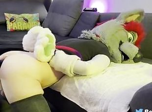 Slutty femboy Wolf gets his ass used and destroyed by XXL toys and Fist
