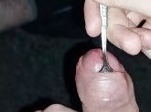Inserting my dilator the wrong way all the way in my cock, maybe it got lost in there sometime.