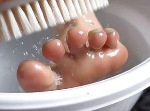banhos, magro, amador, adolescente, massagem, escravo, dedos, pés, loira, fetiche