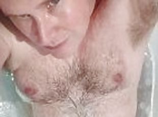 Showing off my haircut, naked body, chastity and then wanking his unlocked cock.