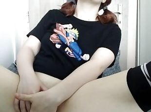 TeenGirl Masturbate In Naruto T-shirt
