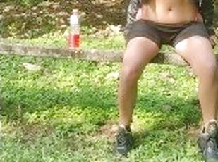 Latina Girl Masturbation and Squirting in Public Place