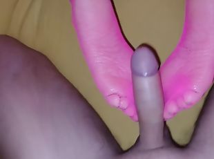 Foot Fetish In Pink Stockings With Hot Milf