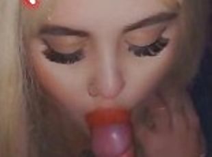 Hot blonde blowjob//Oral cumshot in snapchat//Try not to cum