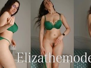 Striptease in emerald green lingerie - teaser