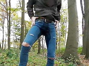 amaterski, gej, jeans, gozd
