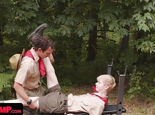 Boys At Camp - Slender Blonde Boy Gets Stripped And Fucked In The Woods By His Horny Scout Leader