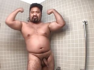asiático, bañando, gay, a-solas, filipino, oso