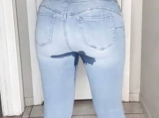 Desperation pee in jeans