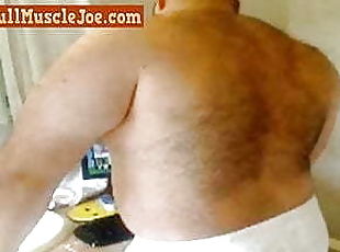 Hairy Muscle Bear Playing With himself In The Bathroom 