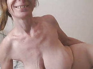 Saggy Boobed GILF With Pantyhose in Bed