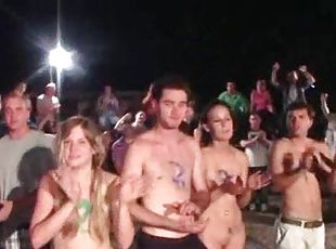 College teens attending a hardcore outdoor sex marathon