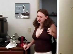 Busty pigtailed bitch gets her mouth and pussy slammed