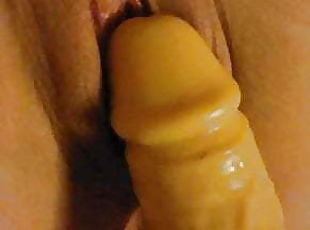 Amateur wife gets clit smashed with dildo