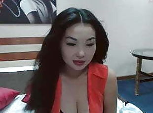 asiatique, mamelons, webcam