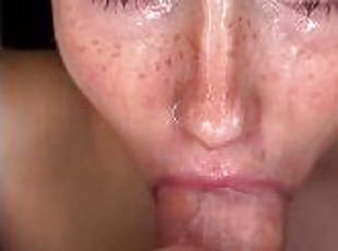 POV: you GLAZE my spit covered face  eye contact blowjob  HUGE facial