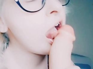 Giving a blowjob to my dildo