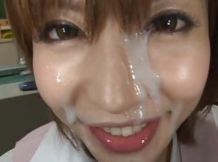 Yuria Satomi the Asian model gets a load of cum on her face