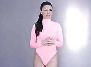 sexy girl pink bodysuit
